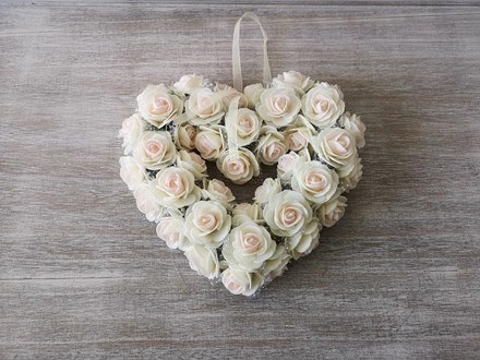 Medium Ivory Rose Heart Wreath Medium-Ivory-Rose-Heart-Wreath