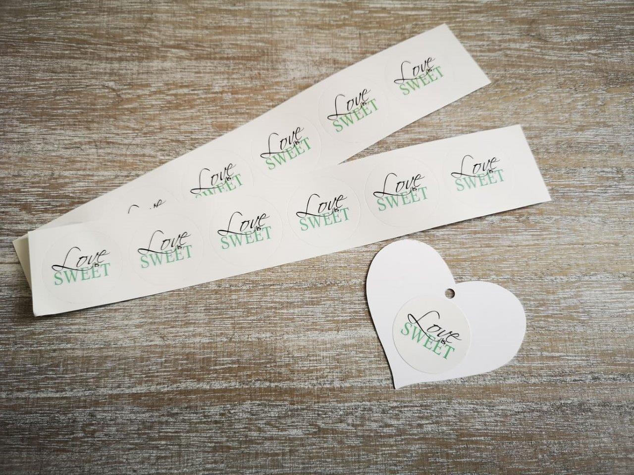 Green 'Love is Sweet' Stickers 30pcs green-love-is-sweet-30