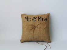 Mr and Mrs Burlap Ring Cushion 15cm x 15cm Mr-and-Mrs-Burlap-Ring-Cushion-15cm-x-15cm