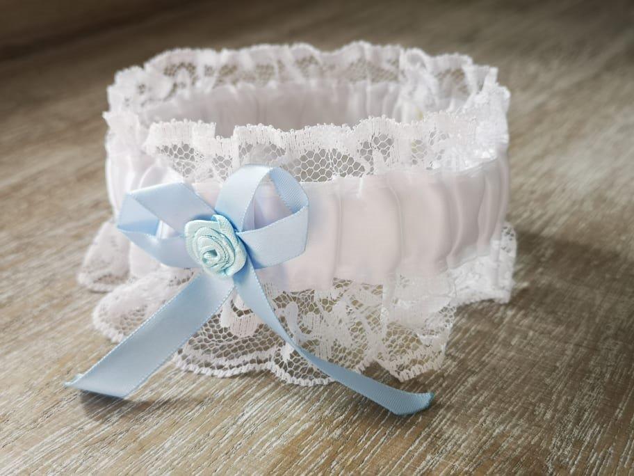 White & Blue Satin and Lace Garter Whitebluegarterspecial