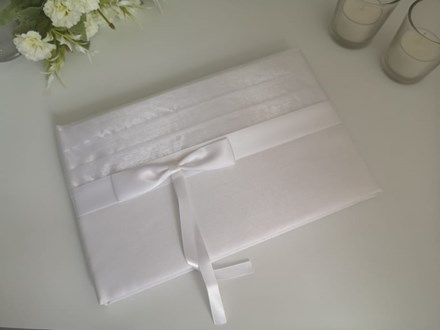 White Guest Book With Ribbon Whiteribbonguestbook