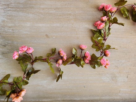 Peach Pink Small Rose Garland 2.2m PPG22