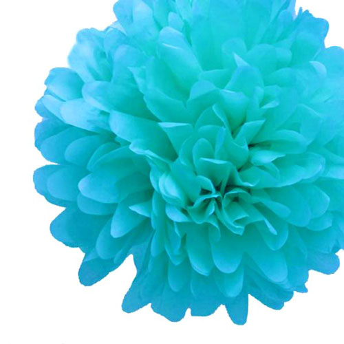 Aqua Blue Tissue Pom Pom - Large Aqua-Blue-Tissue-Pom-Pom---Large