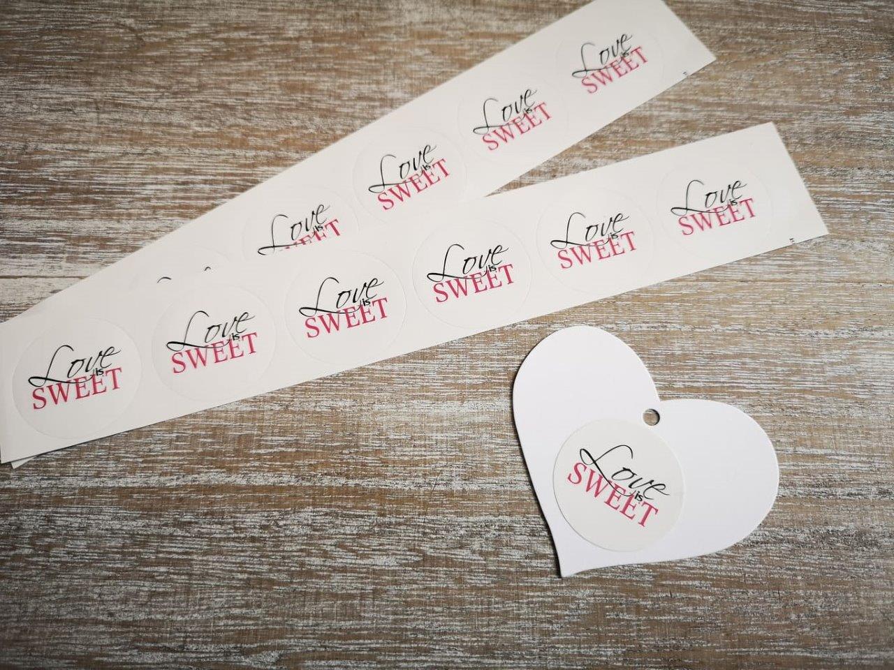 Pink 'Love is Sweet' Stickers 30pcs Pink-love-is-sweet-30