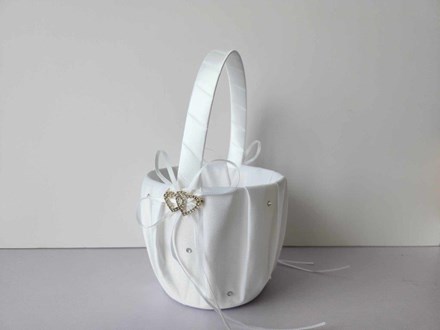 White Flower Girl Basket WFB22