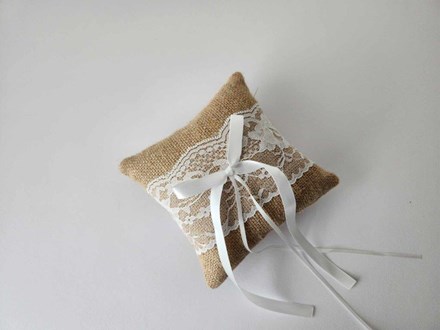Lace and Burlap Ring Cushion 15cm x 15cm Lace-and-Burlap-Ring-Cushion-15cm-x-15cm
