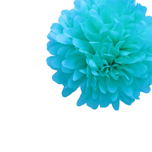 Aqua Blue Tissue Pom Pom - Small Aqua-Blue-Tissue-Pom-Pom---Small
