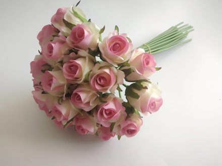 Pink Ivory Rosebud Bouquet 28 head PIB28