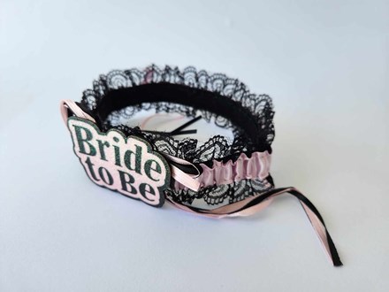 Pink and Black Bride to Be Garter PBB01